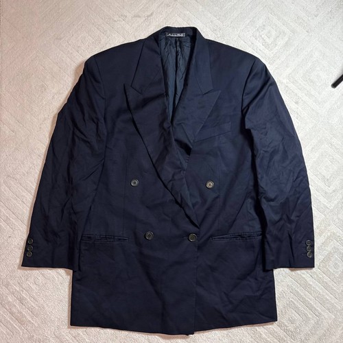 Giorgio Armani, Giacca tuta doppiopetto lana marina Giorgio Armani vintage uomo XL