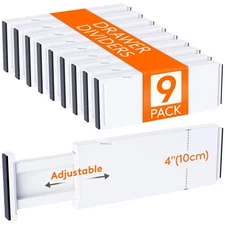 Lifewit 9 Pack Drawer Dividers 4" High, 11-17" Adjustable Drawer Organizers f...