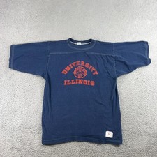 Vintage Champion Products T Shirt Mens Large Blue Bar University Illinois Jersey