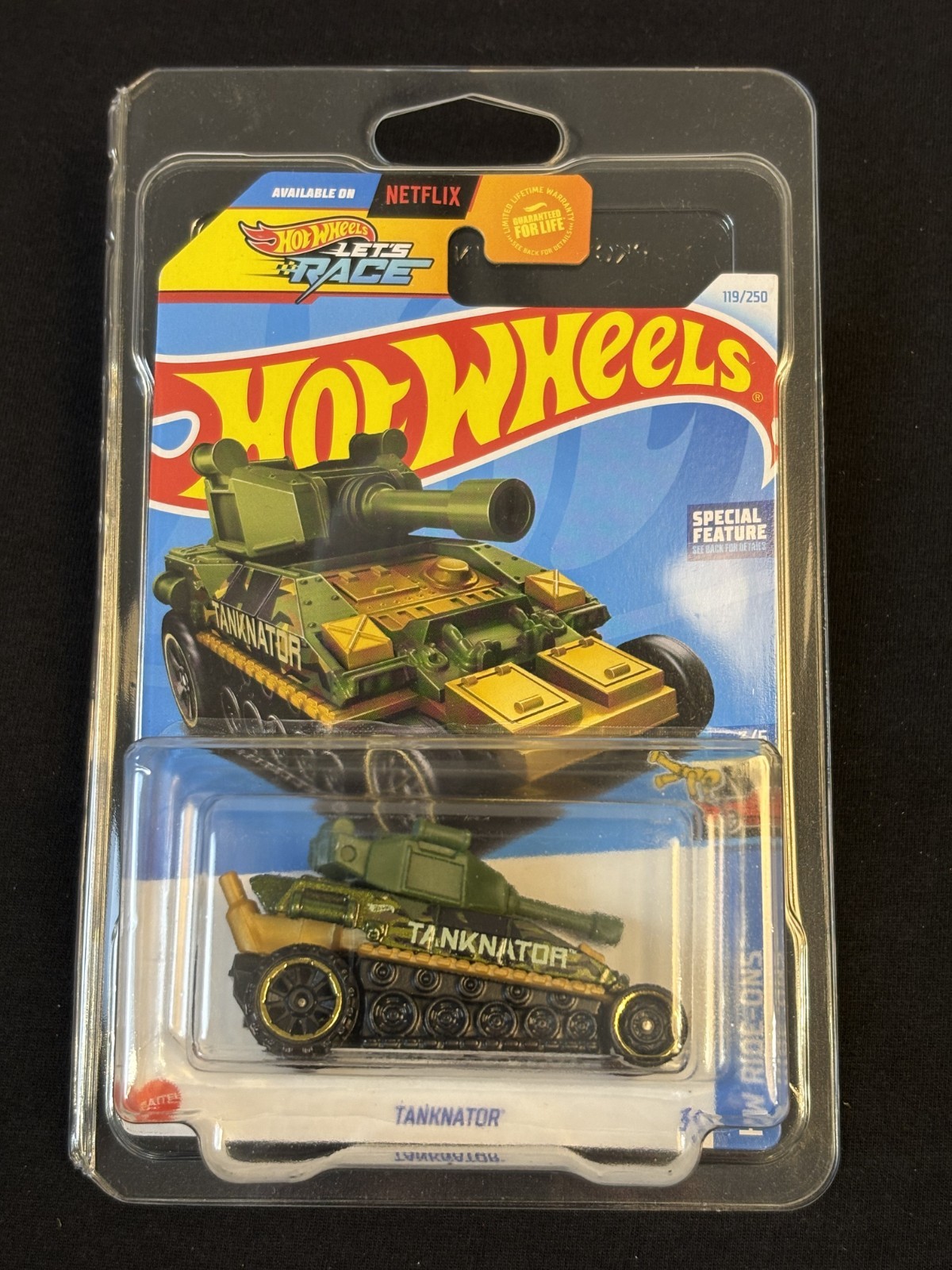 2023 HOT WHEELS CAR TANKNATOR 119/250 RIDE ONS 3/5 SPECIAL FEATURE W/ PROTECTOR
