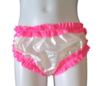 PVC Höschen Sissy Slip Rüschen Schlüpfer Pants Windelüberzug Unterwäsche