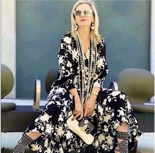 JOHANNA ORTIZ H&M COLLABORATION BLACK & WHITE ORCHID FLORAL WRAPDRESS xs