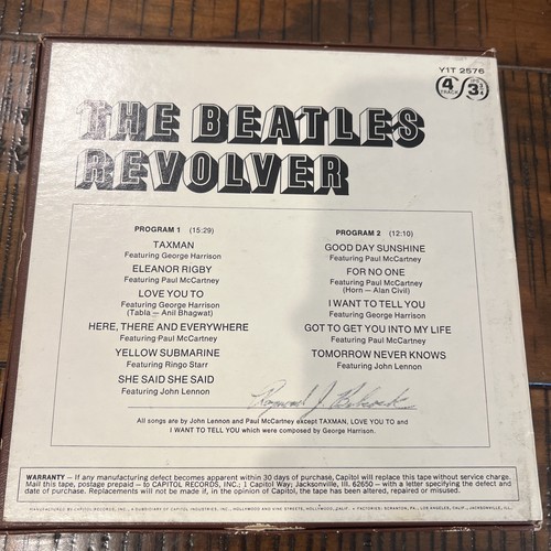 7" Reel-to-Reel "REVOLVER" The Beatles 1969 Capitol Y1T 2576 4-Track 3 3/4 ips - Picture 5 of 9
