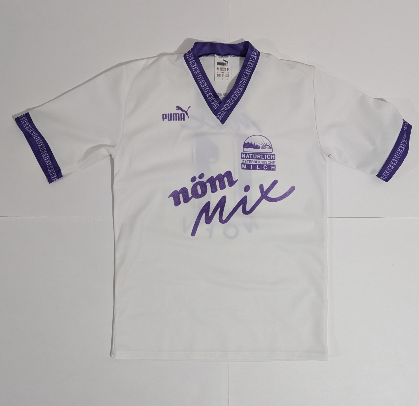 Puma Vintage 90s Soccer Jersey Austrian White Purple #11 Size S Made In Germany
