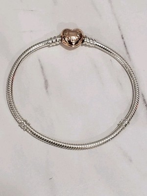 NEW 19CM Genuine PANDORA Moments 14K Rose Gold Heart Clasp
