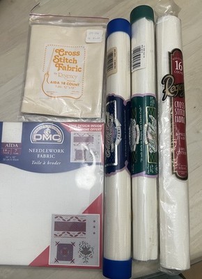18 count aida cross stitch fabric Lot PLUS 1 X 16 Count Aida Cross Stitch