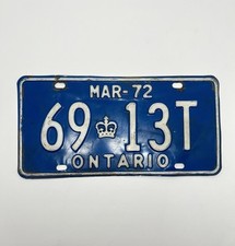 1972 ONTARIO LICENSE PLATE / 69 13T / ONTARIO LICENSE PLATE 1972