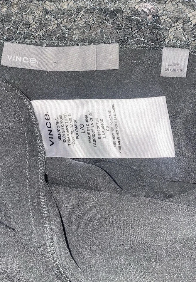 Y2k 90s Style Silver Lace Silk Fairy Boho Grunge Goth Witchy Cami Tank Top Sz L - Image 3 of 4