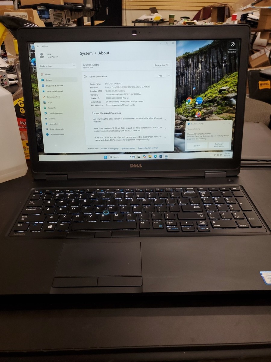 Dell Latitude 5580 i5-7300U 16GB Ram 256GB SSD Win 11 PRO