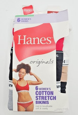 6PK Hanes Women's Originals BIKINI Underwear Cotton Stretch Breathable 6 Medium