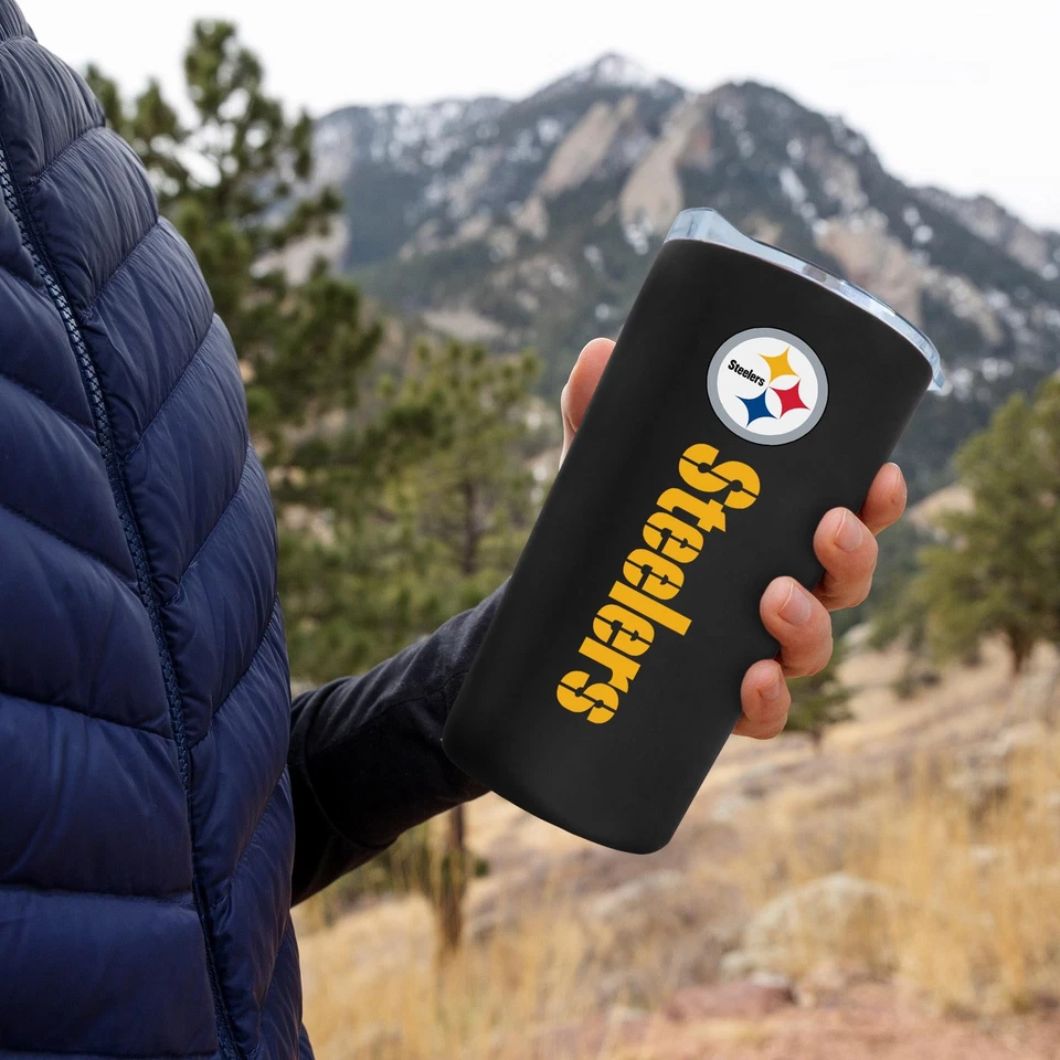 NFL Fútbol Pittsburgh Steelers 18oz Tacto Suave, Vaso Fácil Agarre Foto 2 de 4