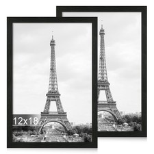12x18 Picture Frame Set of 2 with Plexiglass, Black Wood Poster Frames for Ph...