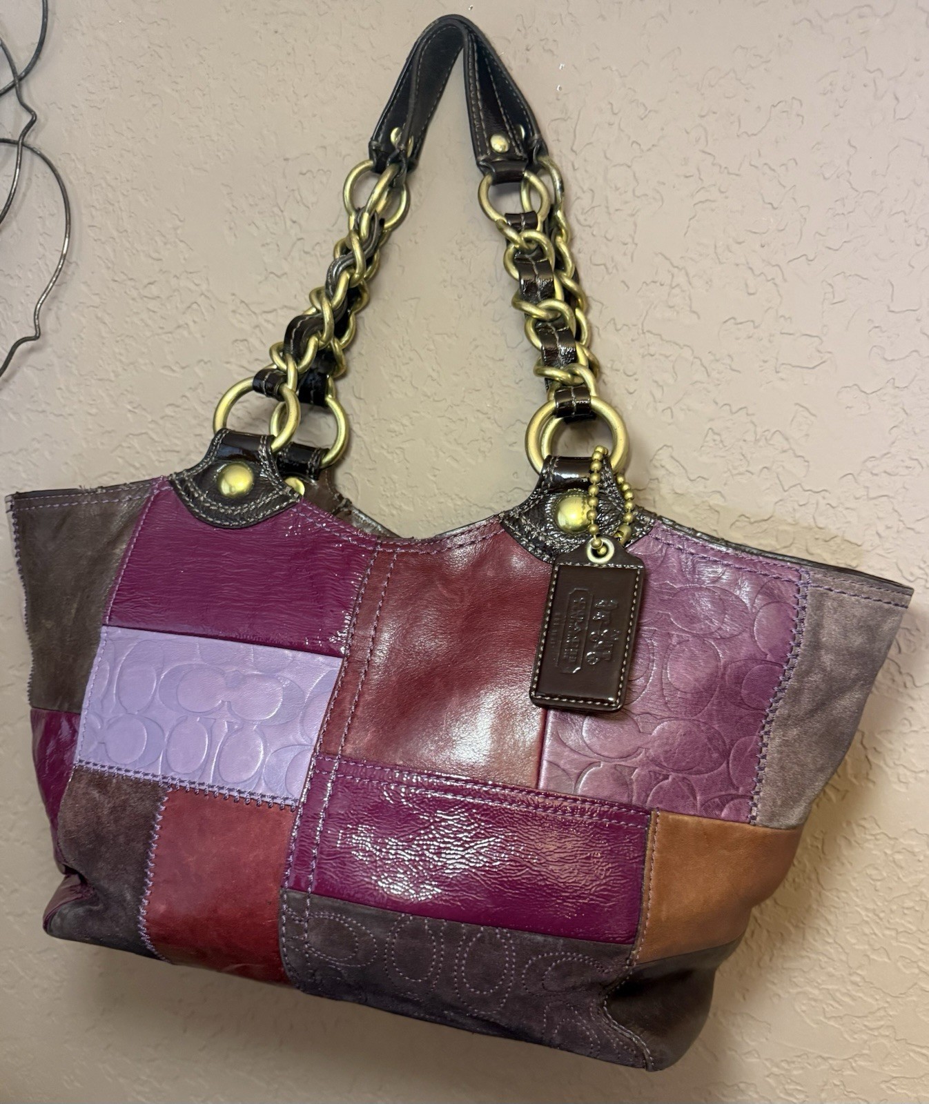Coach Bleeker Patchwork Tote Leather Multi Brass … - image 4