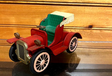 1950  s Tin Litho Friction Toy Red Model T Jalopy Vintage  Read Descriptions  