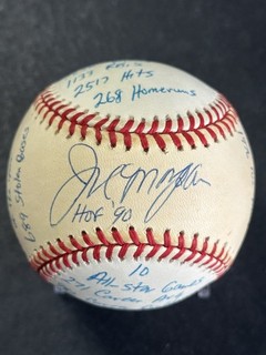 Joe Morgan HOF Cincinnati Reds Signed ONL Stat Baseball AUTO Reggie Jackson COA