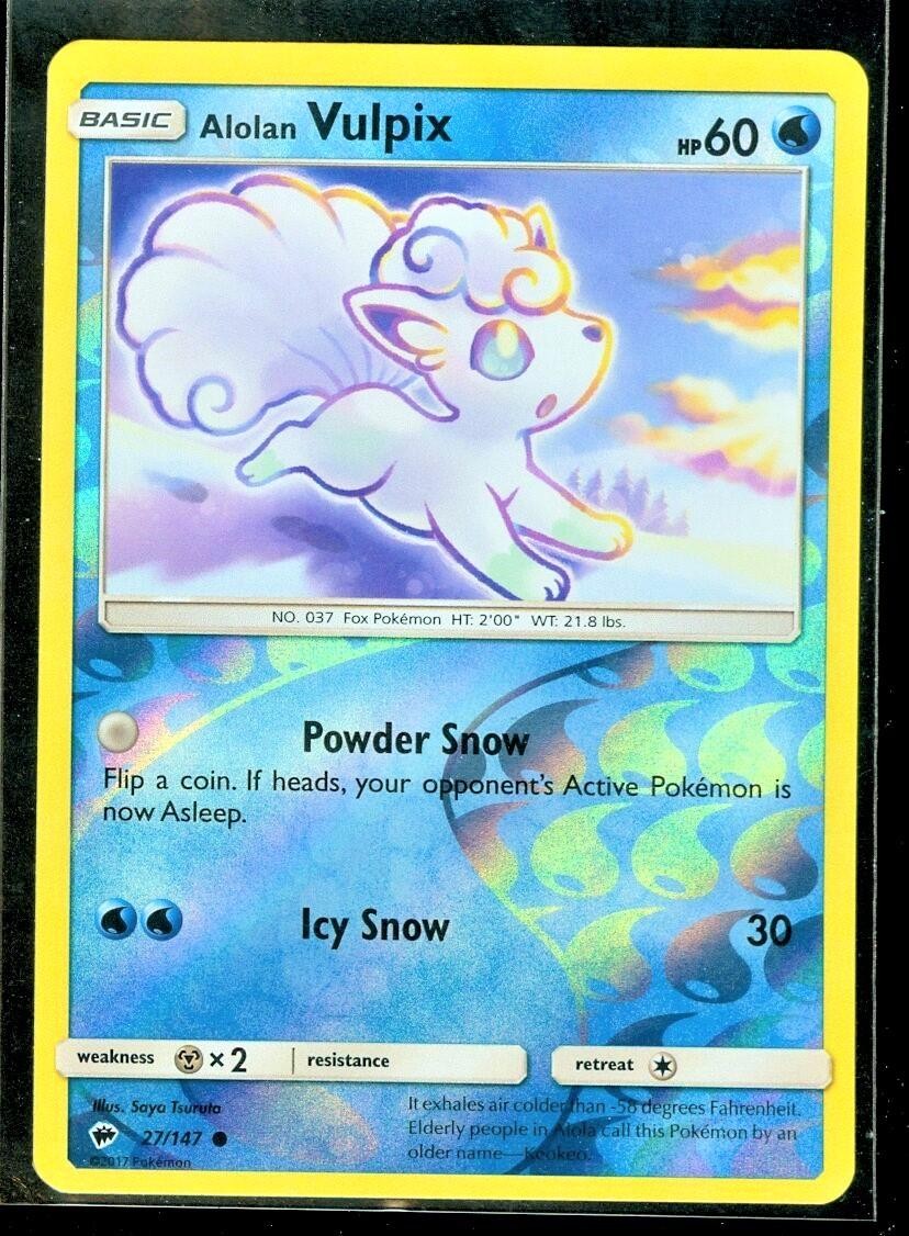 Alolan Vulpix SM03 27/147 Pokémon SM - Burning Shadows Common Reverse Holofoi...