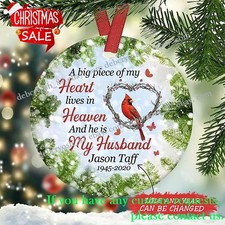 Cardinals Christmas Ornaments, Cardinal Husband Personalized Memorial Ornamen...