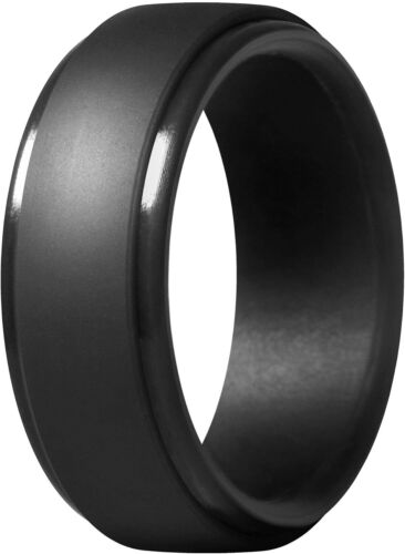 Men's Silicone Ring, Step Edge Rubber Wedding Band, 10mm Wide, 2.5mm Thick (1 Ri