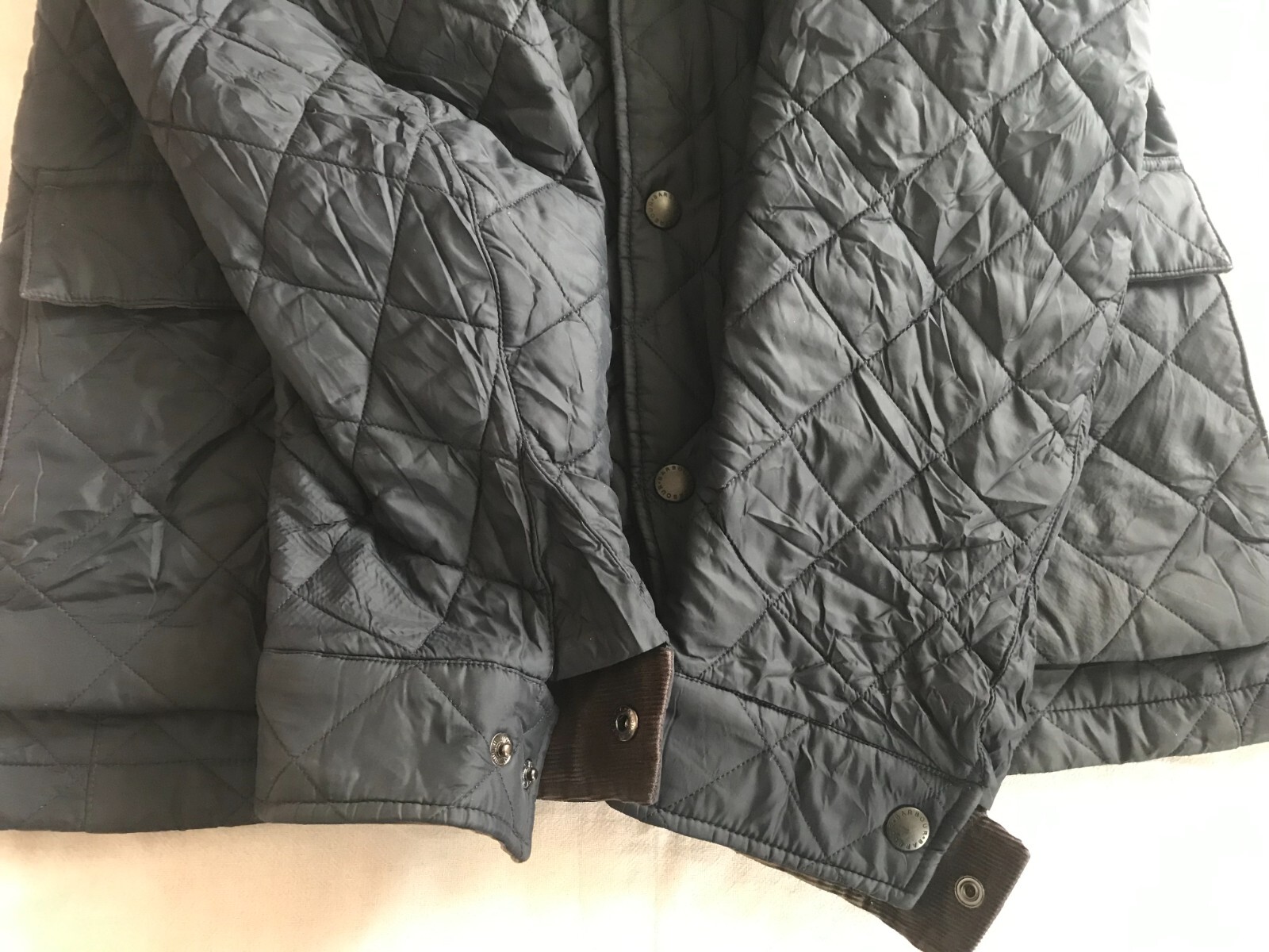 BARBOUR MEN'S PUFFER QUILTED JACKET NAVY BLUE LARGE … Gem