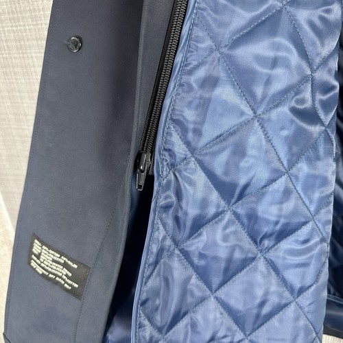 Jos A Bank Overcoat Mens 46 Extra Long Navy Nylon Cotton Quilted Zipout Warmer - Picture 6 of 17