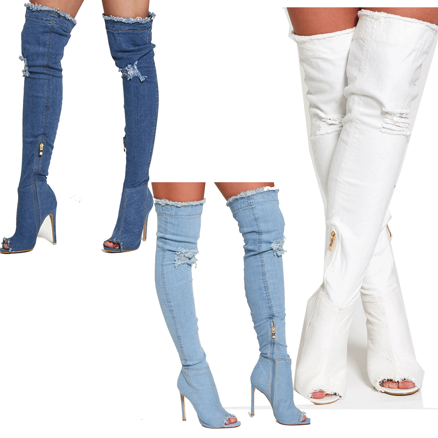 Divadames mujerdistressed Denim lados la rodilla botas thighhigh stretchystilettos Divadames mujerdistressed Denim lados la la la rodilla botas thighhigh stretchystilettos Web oficial