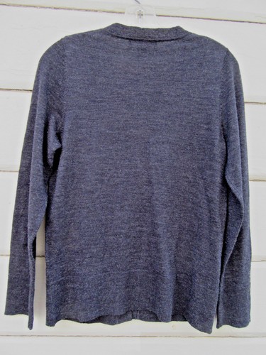Eddie Bauer Wms M 100% Merino Wool Steel Gray L/S w Silver Studs Cardy Sweater - Picture 6 of 9