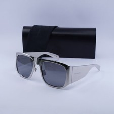 New Saint Laurent SL636 002 Shiny Silver/Grey Silver Mirror 58-19-130 Sunglasses