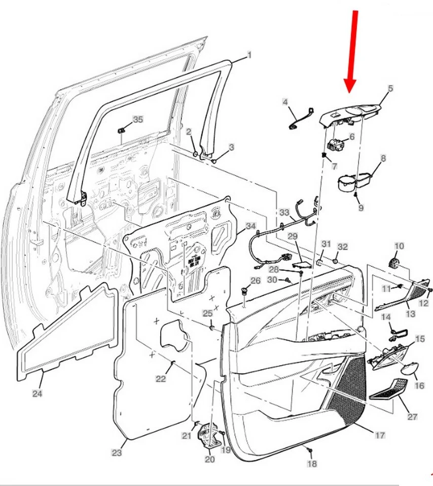 23245550 Rear RH Door Sid Cupe Holder Brown with Window Switch Cadillac Escalade - Image 2 of 4