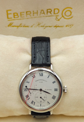 EBERHARD & Co. ''DAYS 8 JOURS'' - Armband-Uhr - Edelstahl / Leder - Handaufzug
