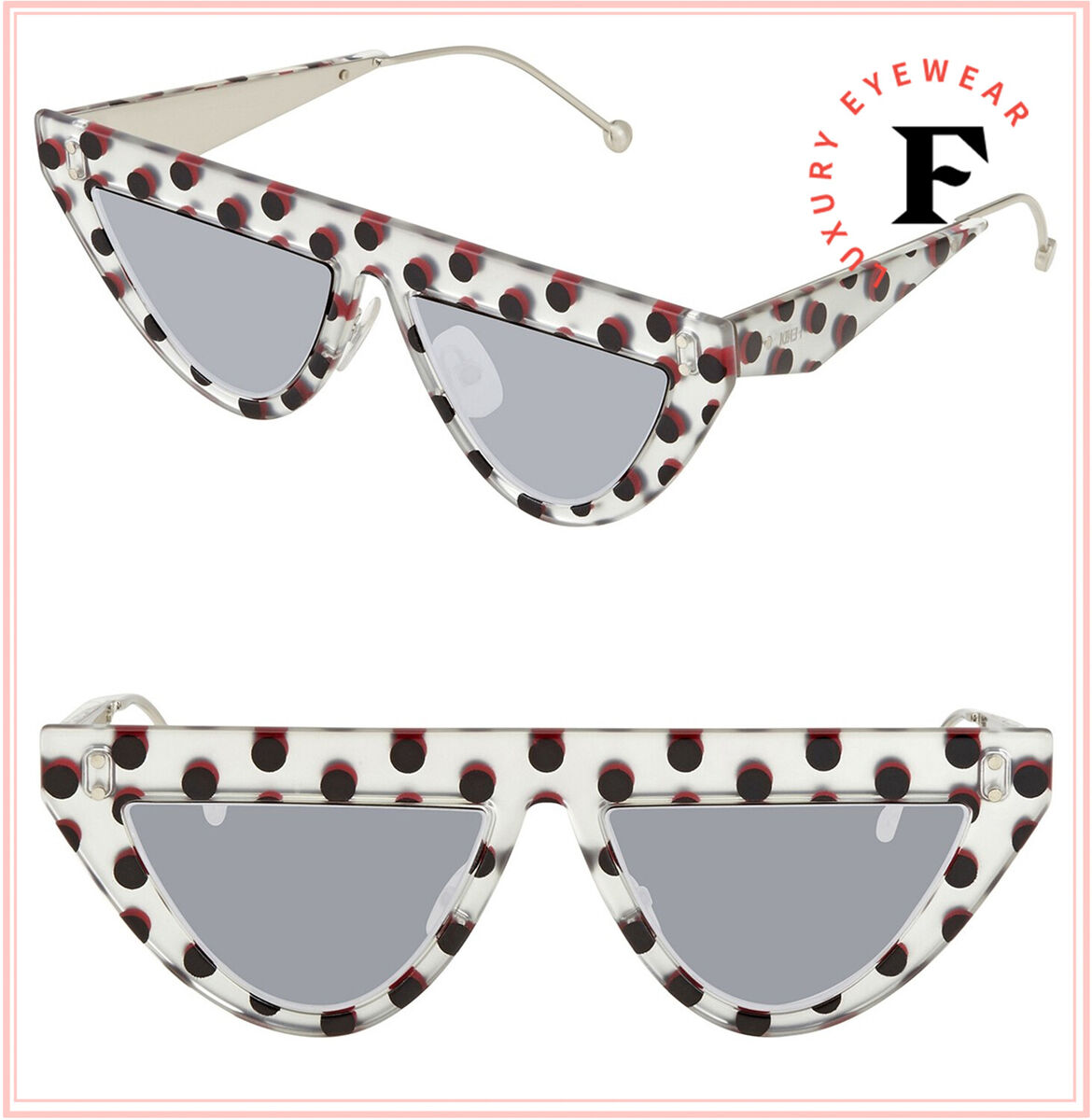 FENDI 0371 DEFENDER FF0371S Matte Silver Red Black Polka Dot FENDI 0371 DEFENDER FF0371S Matte Silver Red Black Polka Dot