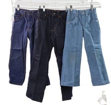 3 Pair of Sears Penney's Vintage US Boy's Girl's 6 9 Years Slim Blue Jeans as is