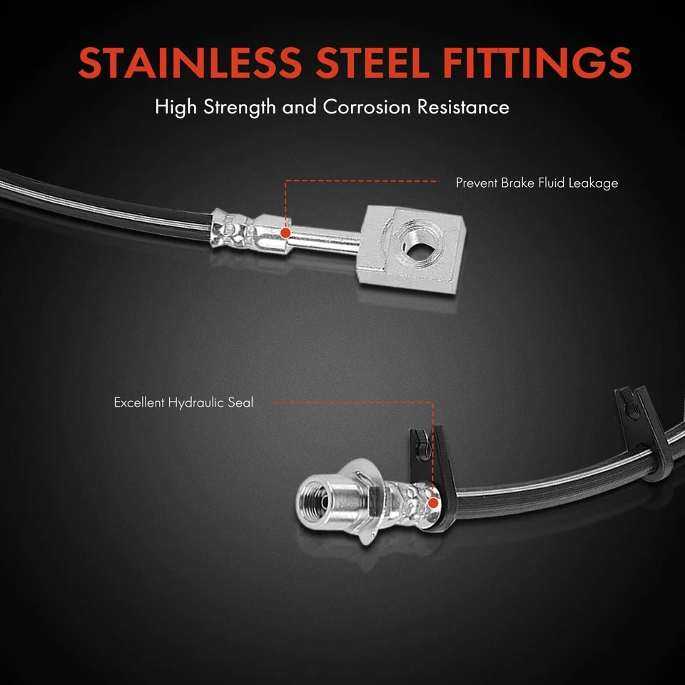 2x Rear Driver & Passenger Brake Hydraulic Hose for Chevy C6500 Kodiak 2003-2009 - Image 3 of 4