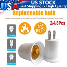 2/4/8Pcs Light Socket Outlet To Light Bulb Outlet E26/E27 Convert Socket Adapter