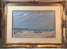 Donald Fraser Large  Beach Scene Acrylic Painting