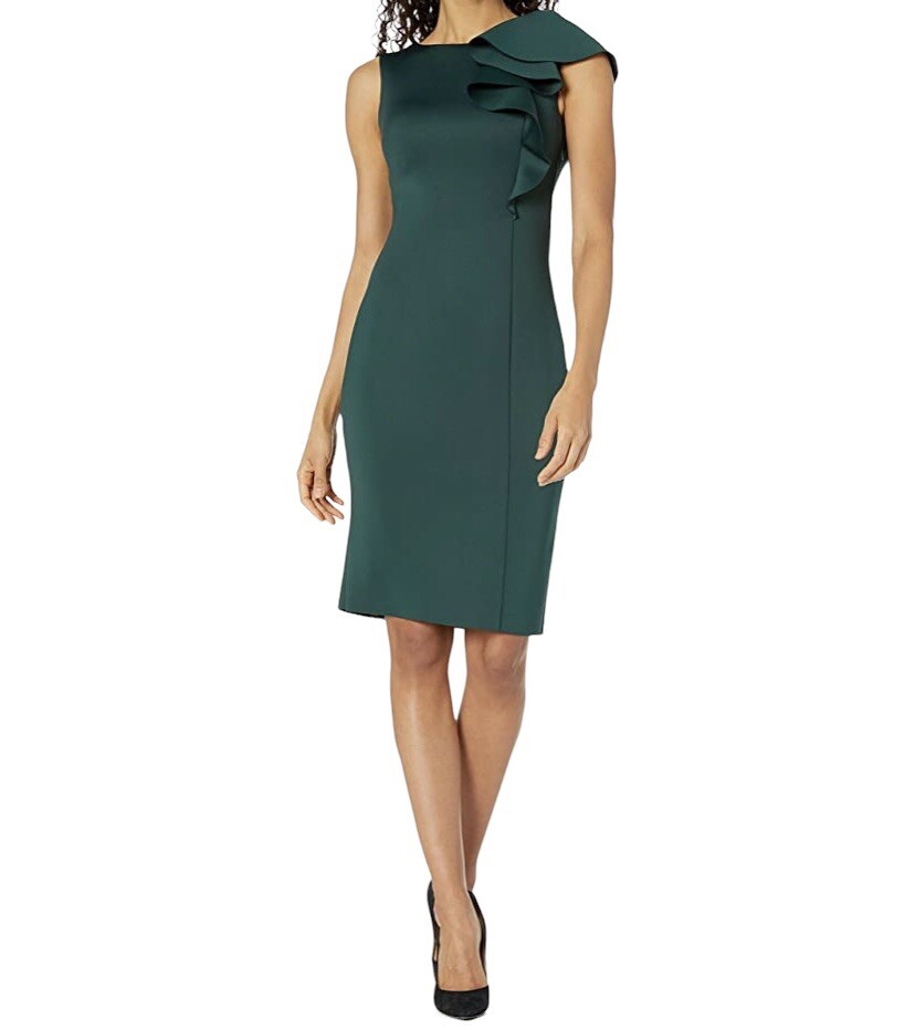 Eliza J Ruffle Scuba Sheath Dress in Hunter Green Size 6 | eBay Eliza J Ruffle Scuba Sheath Dress in Hunter Green Size 6 | eBay