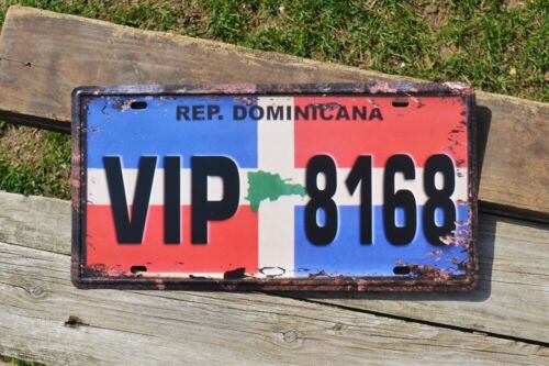 Plaque d'immatriculation nouveauté décorative panneau étain - drapeau de la République dominicaine - dominicaine - Photo 1 sur 4