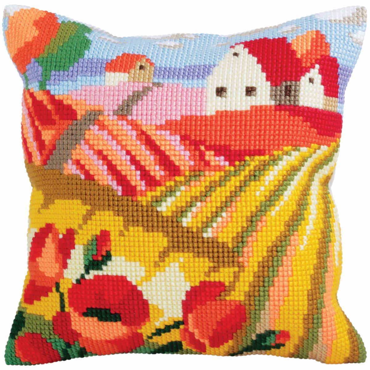 CdA stamped cross stitch kit cushion ""Poppy field"" 5321, 40x40cm, DIY