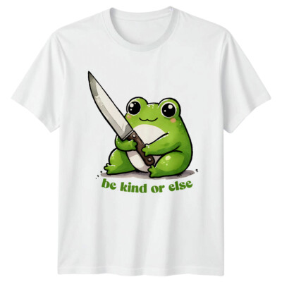 Lustiges Frosch mit Messer T-Shirt Be Kind Or Else Meme T-Shirt