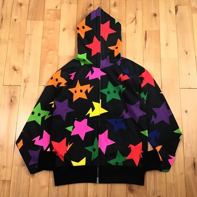 BAPE Sta full zip hoodie multi color a bathing ape star NIGO Size 