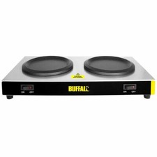 Buffalo Twin Coffee Jug Hot Plates with Independent Illuminated Control Switch