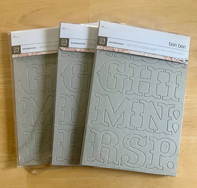 Basic Gray Undressed Bon Bon Chipboard Self-Adhesive Letters - Lot of 3 pkgs