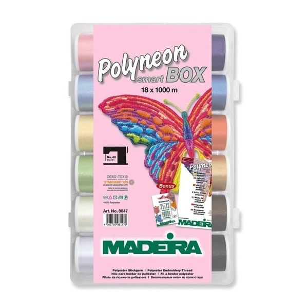 Madeira Smartbox Polyneon No.40 (18 Spulen X 1000 M / Uni) Maschinenstickgarn-image