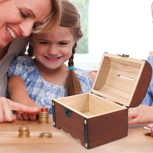 2 Pack Retro Money Bank Kind Münzbehälter Aus Holz Holzsparkasse - 第 8/12 張圖片