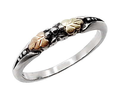 Antiqued Black Hills Gold on Sterling Silver Thin Ladies Ring Size