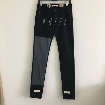 Off-White StreetWear Womens Size 27 Jean 2013 Rare Black Patchwork Logo Jean