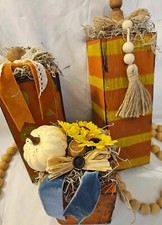 Fall Decorative Wood Block Pumpkins