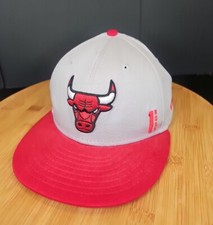 Chicago Bulls Hat Youth New Era 59Fifty Grey RED NBA 1 ROSE 2014 Bill Text GUC