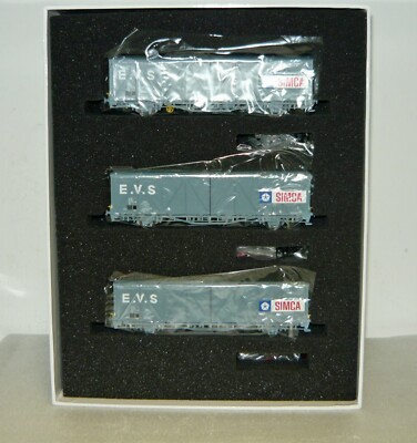 LS Models 30656, 3tlg.Set ged. Güterwg. ''EVS-Simca'' der SNCF,Ep. IV, H0, NEU&OVP