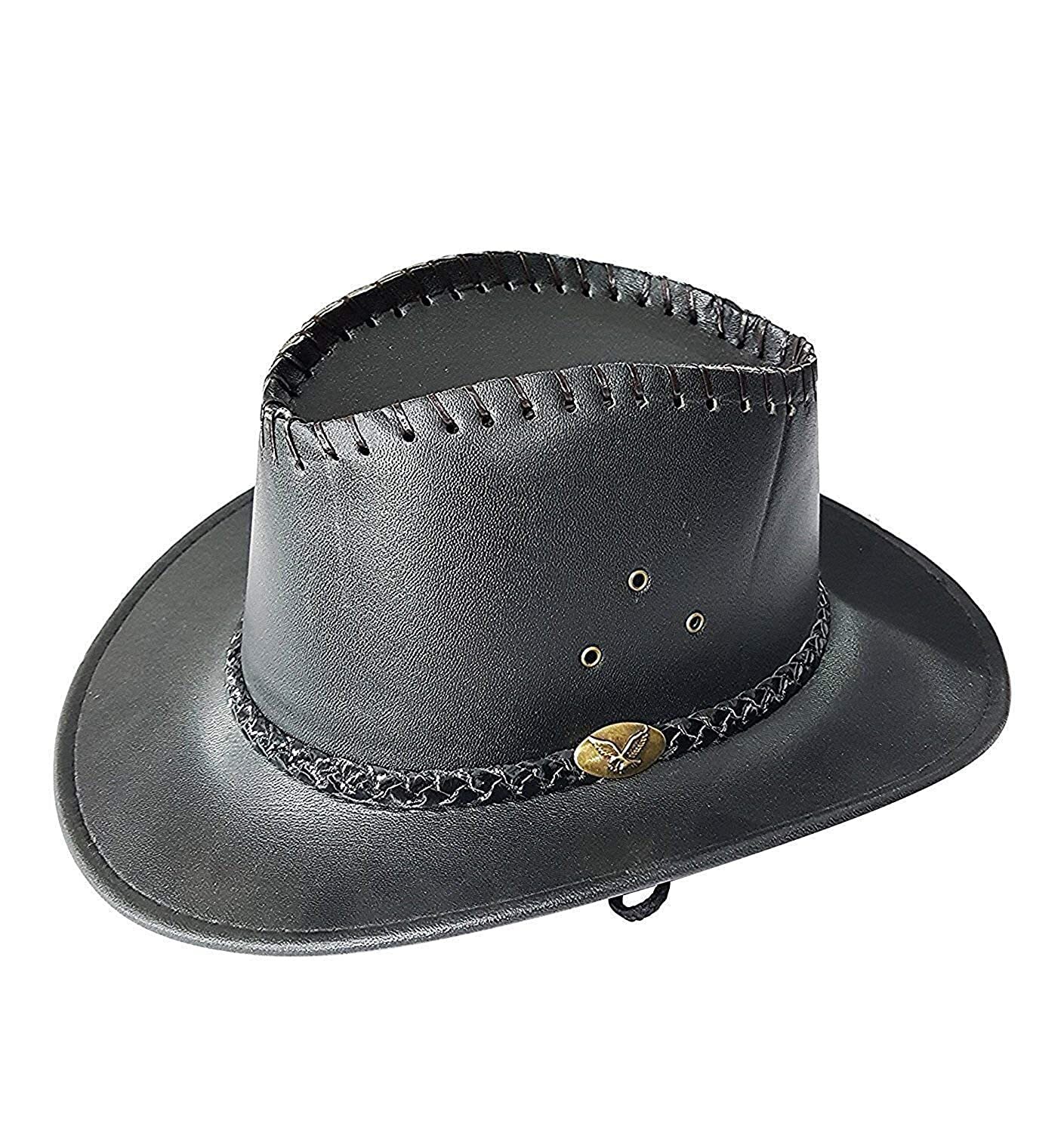Fedora Hats for Cowboy Leather Fedora Hat for Men's and Women's-image