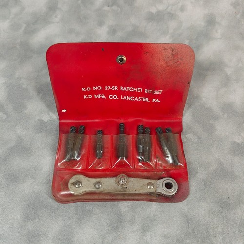 Set di punte esagonali a cricchetto vintage USA KD Ratchet Allen n. 27-SR con custodia rossa attrezzi